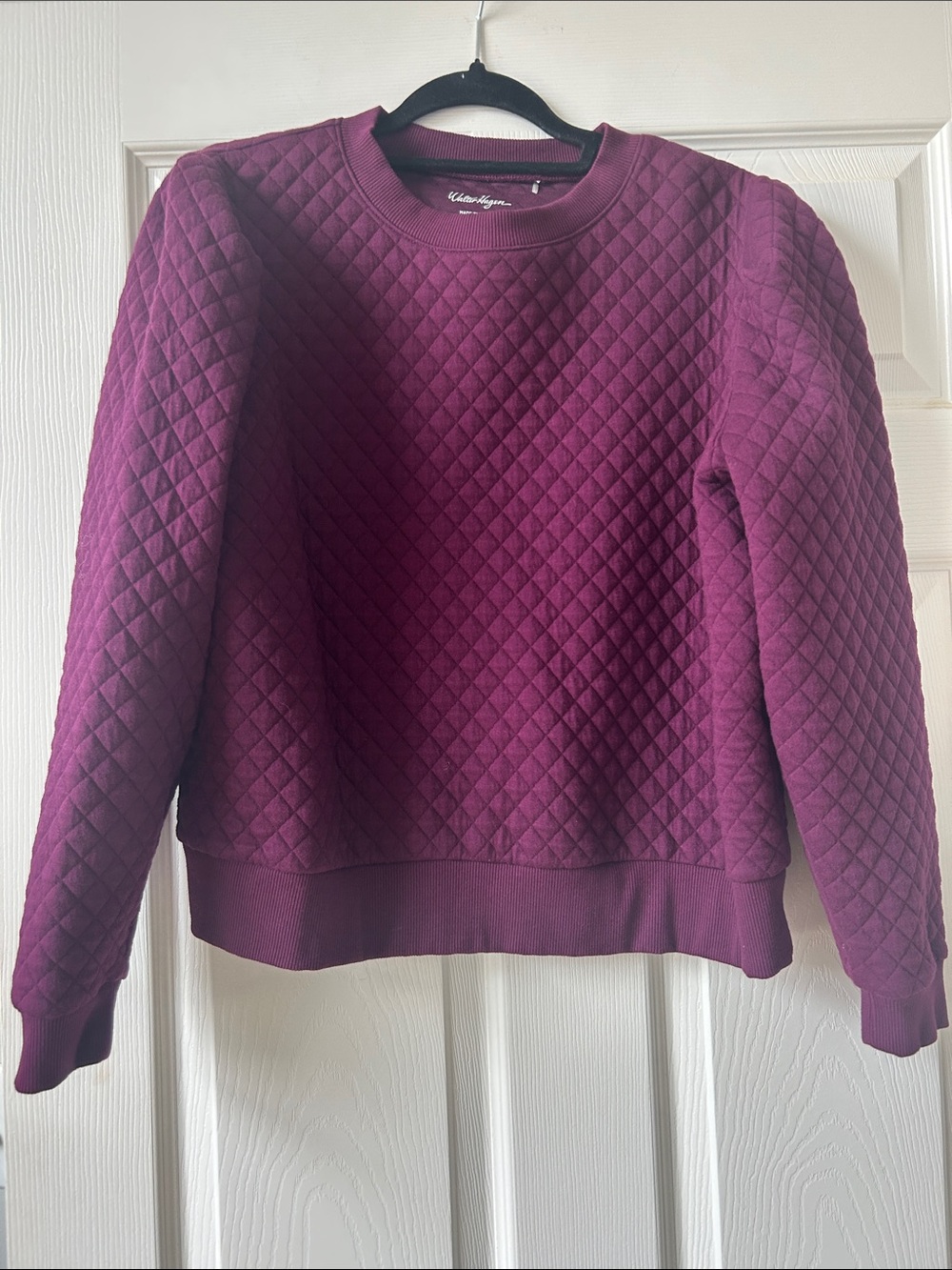 Walter Hagen Quilted Crewneck Sweatshirt in Deep Plum